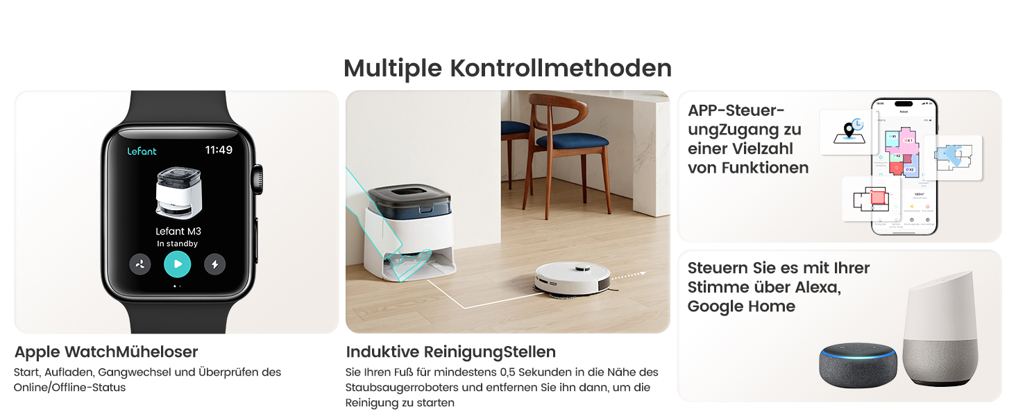 Робот-пилосос LEFANT M3 Gen2 з функцією миття, 12000Pa, автоматичне очищення, LiDAR, розпізнавання килимів, керування через додаток Freemove 3.0 та голосове керування, 8 тижнів бездротової роботи