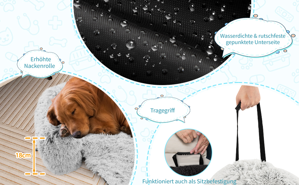 М'яке ліжко для собак Costway, захист дивану, ковдра для собак, зручне ліжко з плюшу, 112 x 101 x 18 см, сіро-біле M