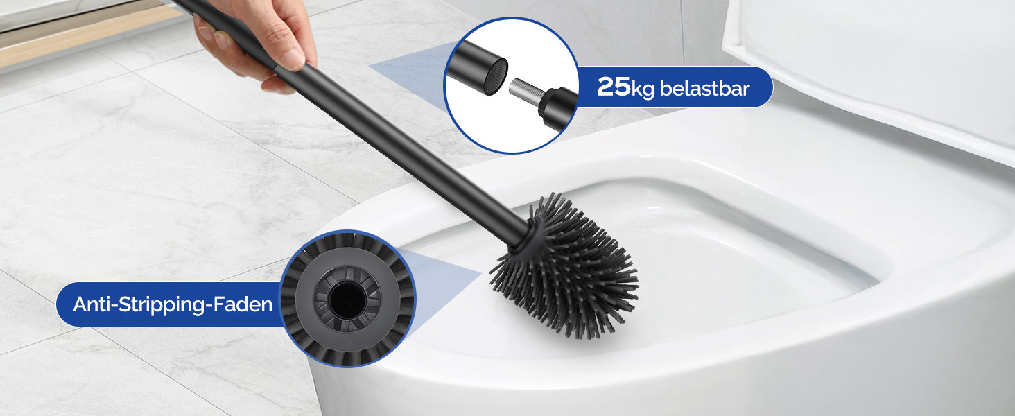 Набір для чищення унітазу HAMITOR з силіконової щітки, підставка та очищувач для краю унітазу. Набір для ванної кімнати, 1 шт., чорний