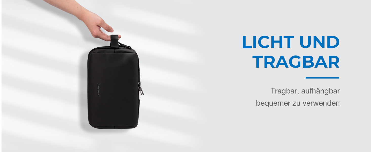 Чоловіча дорожня косметичка BAGSMART з подвійною блискавкою, великий об'єм, 5л, темно-сірий колір