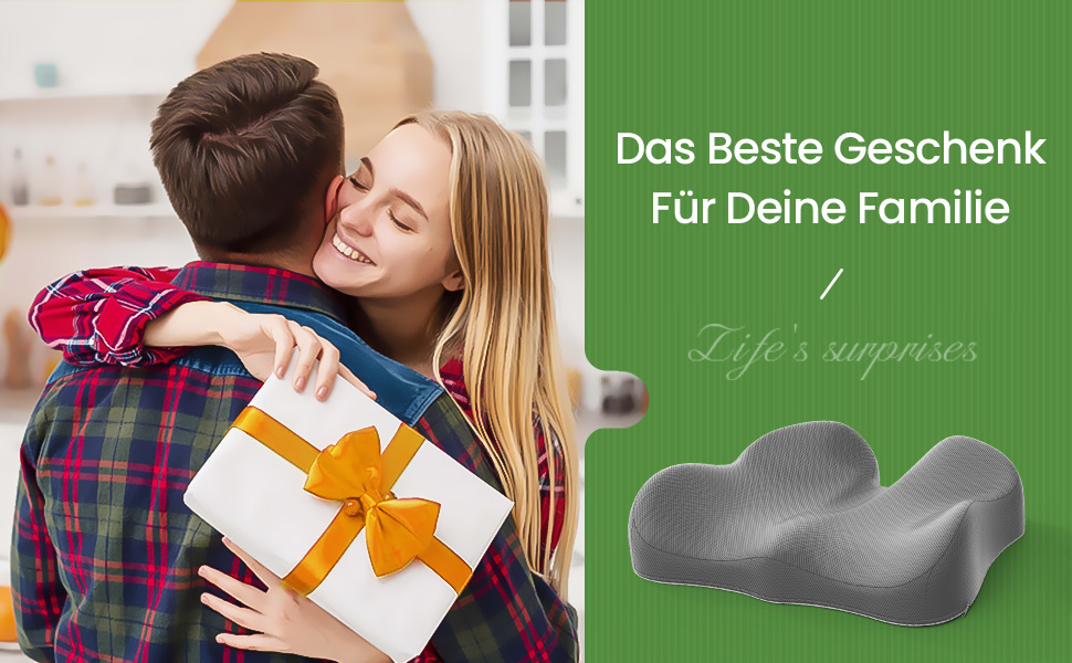 Подушка для сидіння з піни з пам'яті для куприкового болю, ергономічна подушка Coccyx для офісу, дому, авто та інвалідного візка, антиковзаюча основа (Сіра)