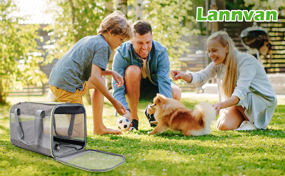 Транспортний бокс для котів Lannvan, до 6,5 кг, складаний, чорний (45x30x30 см)