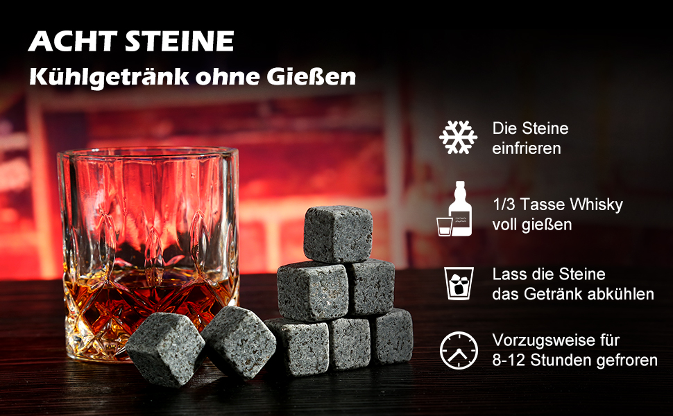 Набір віскі Exreizst: 2 бокали, 8 каменів, дерев'яна коробка. Ідеальний подарунок для чоловіків та на День Батька.