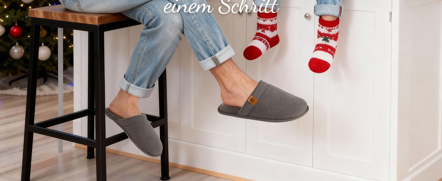 Чоловічі халапи VeraCosy з корду, м'які, зручні, з піною Memory, неслизькі, чорні (42/43 EU)