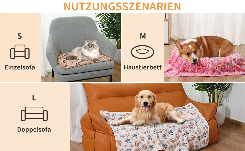 М'яка ковдра для собак та котів Demigeat, 3 шт. - тепла, миється, для літа та весни, велика лапка