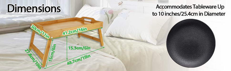 Бамбуковий столик SHUESS для ліжка та дивану: чорний, з відкидними ніжками, 41.5 x 30 x 20.5 см