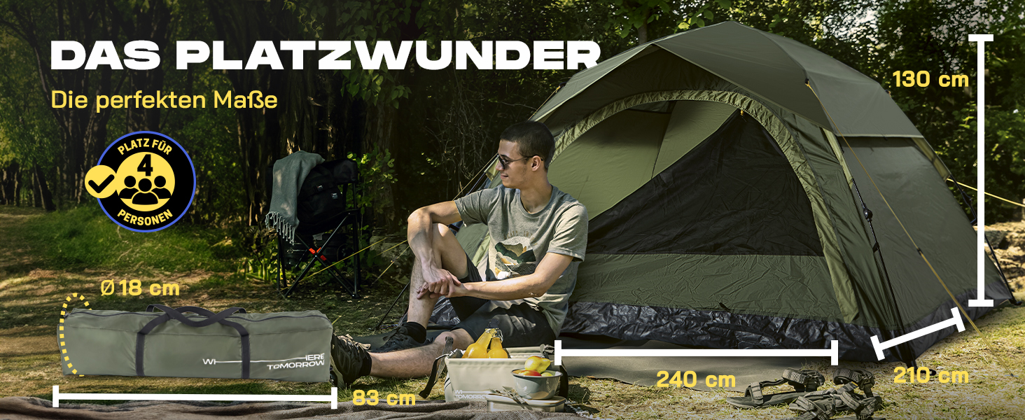 Намет садовий Lumaland Outdoor 2,5x2,5 м водонепроникний з UV-захистом, зелений, з бічною стінкою, сумкою та кілочками, швидке встановлення 2 хвилини, для кемпінгу та вечірок