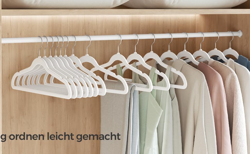 Плечики для одягу SONGMICS, велюрові, 20 шт., для сорочок, жакеток, костюмів, 41.5 см, чорні