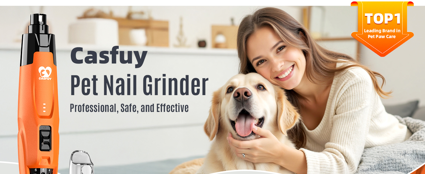 Електричний шліфувальник для собак та котів Casfuy Neue 6-Gang – тиха робота, 7 годин, 2 LED, для собак великих, середніх та малих порід