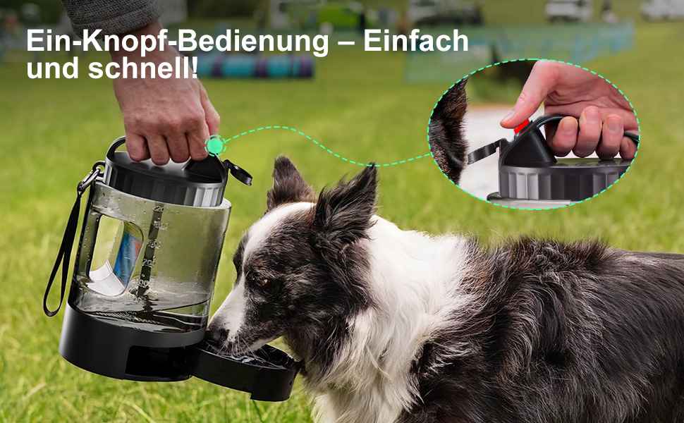 Льосоток 2200 мл пляшка для води для собак, переносний XXL великий об'єм - для подорожей та кемпінгу для великих собак (Чорний)