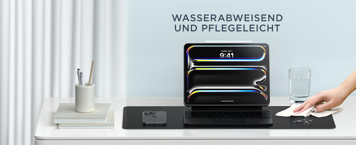 Килимок для миші SATECHI преміум PU шкіра, великий, чорний 68x31.5 см – для офісу та дому