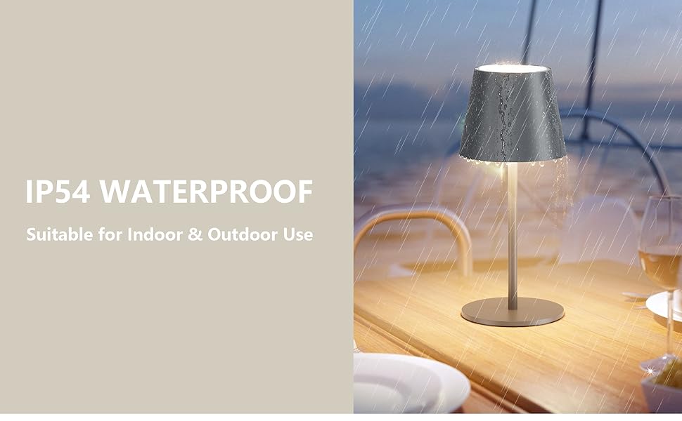 Акумуляторний LED світильник настільний 2 шт, 26 см, 5000mAh, 3W, теплий білий (3000K), водонепроникний IP54, для ресторану, спальні, бару, антрацит