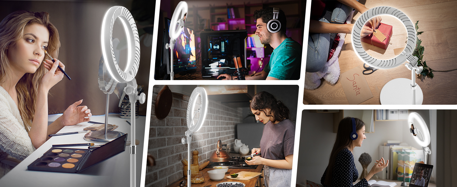 Кільцеве світло Evershop 10.5” з триподом для телефону, ноутбука, відеоконференцій, YouTube, TikTok, LED, 3 кольори + 10 рівнів яскравості, 360° обертання