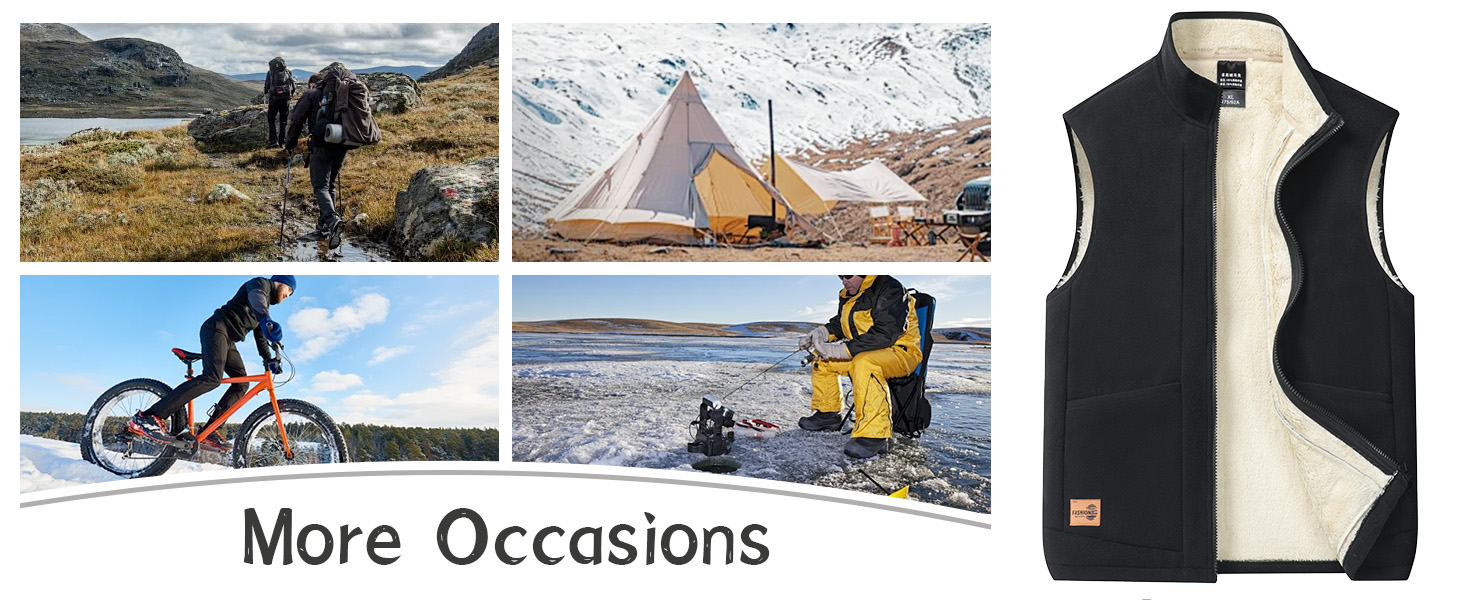 Чоловіча флісова жилетка AIEOE для осені та зими - тепла жилетка з 4 кишенями, стійким коміром, без рукавів - червона, розмір L