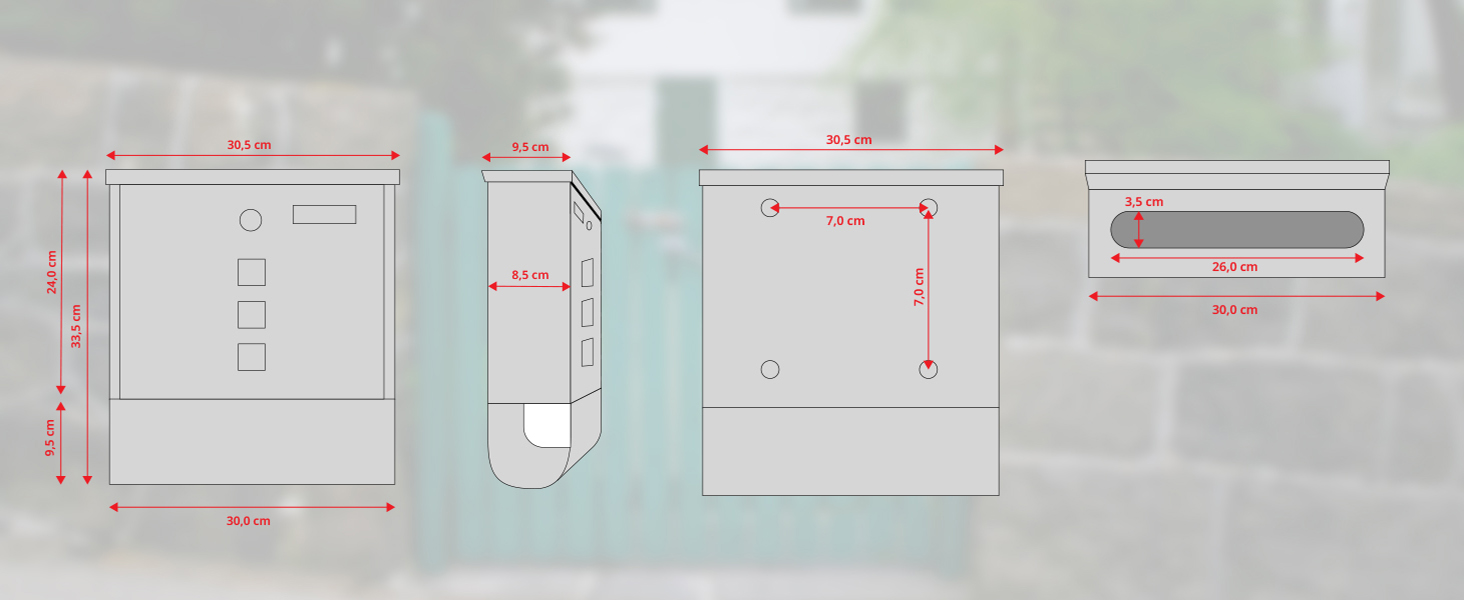 Поштовий ящик Grafner з нержавіючої сталі, персоналізований, з газетницею та 2 ключами. Гравіювання імені, вулиці та номера будинку. Комплект для монтажу входить.