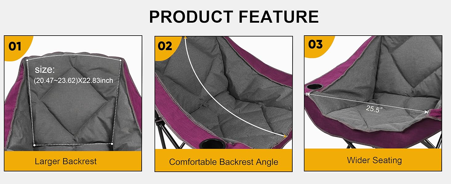 Розкладний кемпінговий стілець Northroad великого розміру для пляжу, піших прогулянок та пікніків, міцний (до 136 кг), з 2 тримачами для напоїв