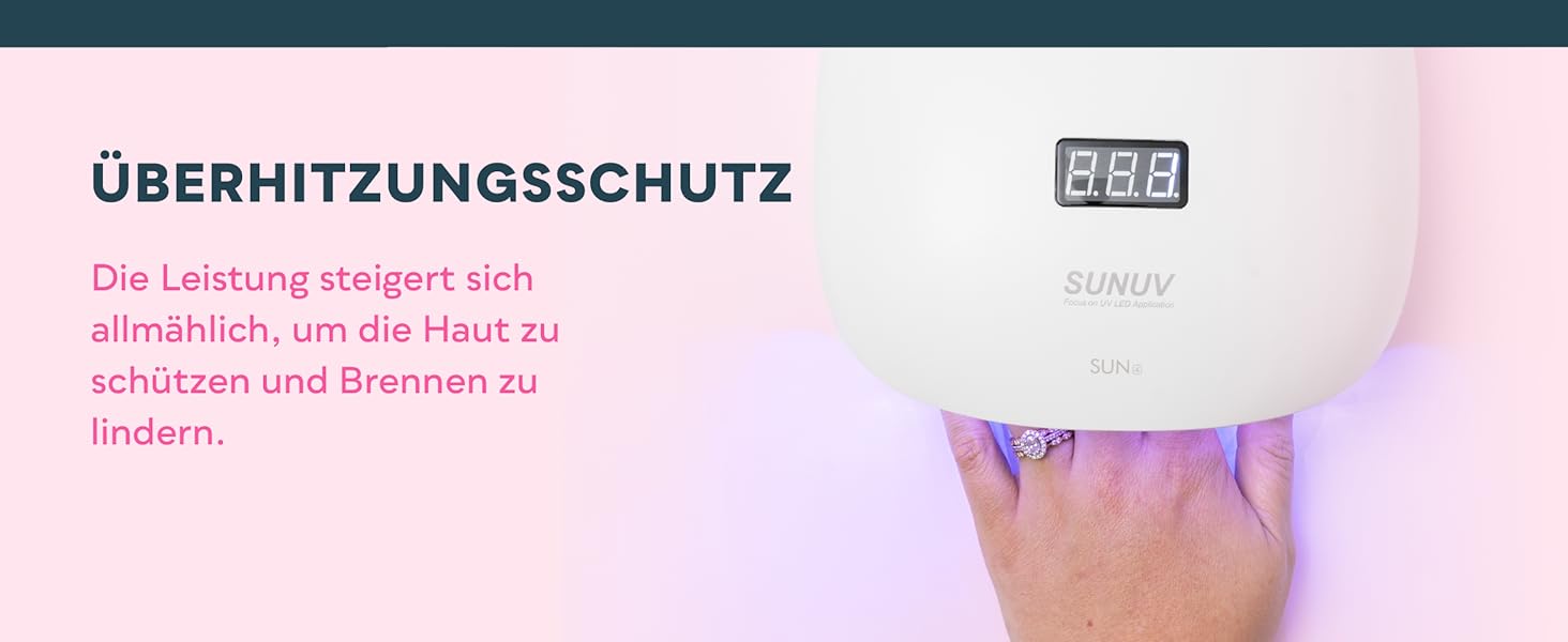 Лампа SUNUV для гель-лаку UV LED, сушарка для нігтів з 4 таймерами, LCD дисплеєм, інфрачервовим сенсором та подвійною швидкістю сушіння, колір Rose (чорний)