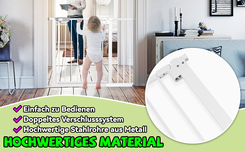 Захист для сходів SUBTLETY без свердління: сітка для дітей, собак, безпечне огородження для дитячих кімнат (ABS-пластик, сталь, білий, 95-105 см)