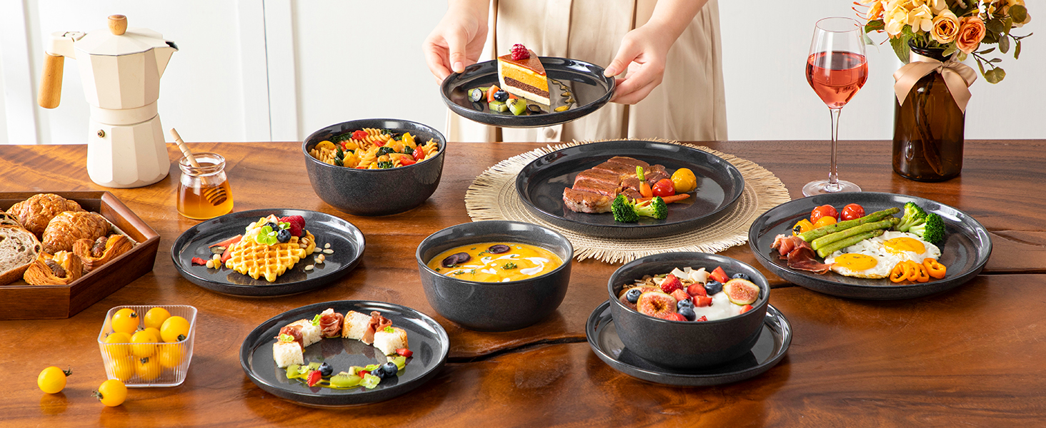 Набір посуду Steingut vancasso ANYA, 18 предметів, сірий (6 персон)