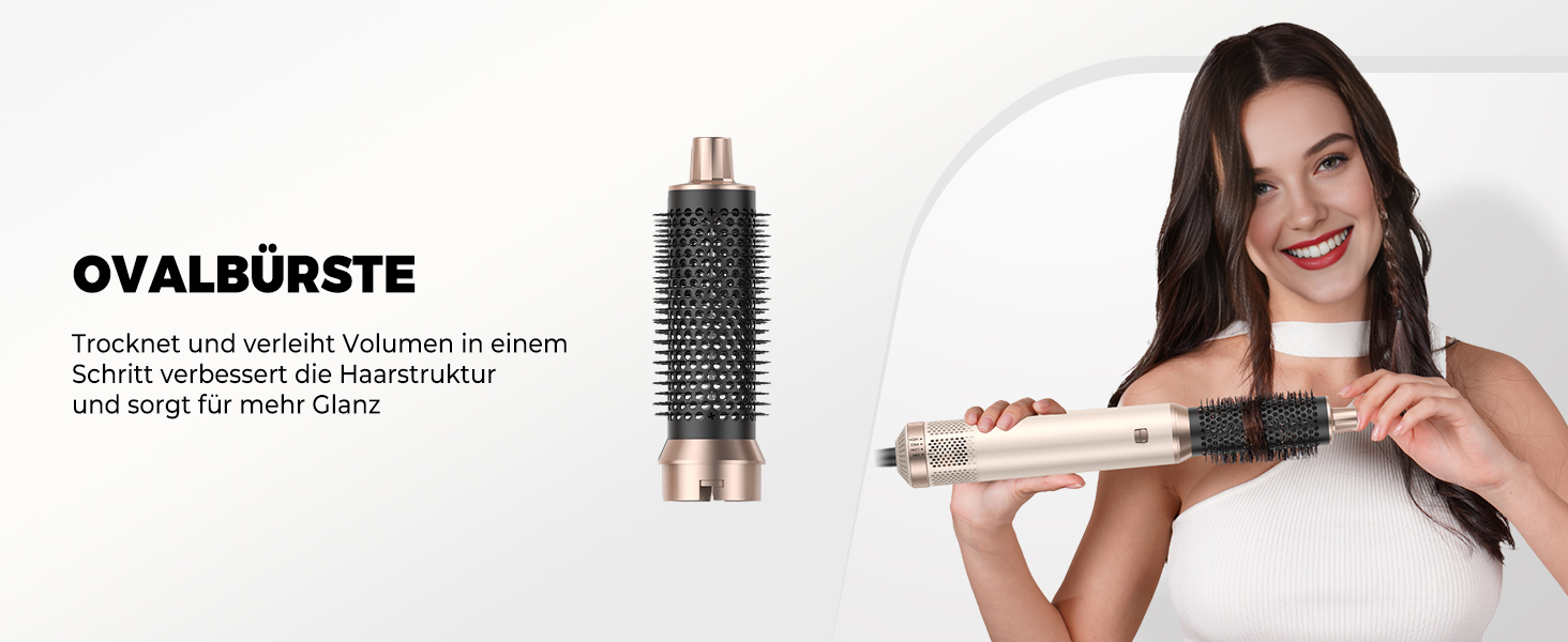 Набір для укладки волосся 5 в 1 Haarstyler: фен, круглі щітки, плойка для локонів, термощітка. Ідеально для випрямлення, сушіння, створення об'єму та локонів.