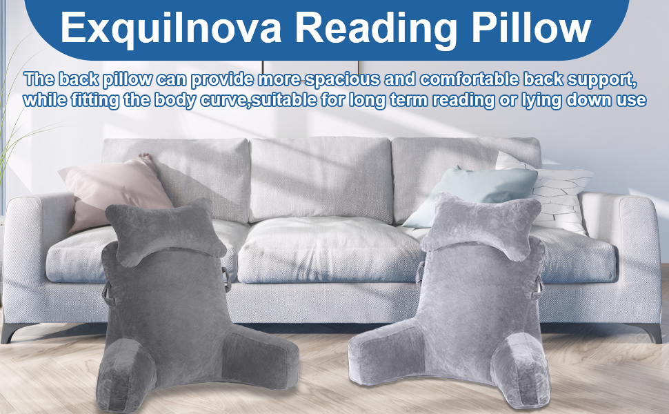 Крісло-мішок для читання, 90 x 80 см, XXL спинка, з підлокітником та знімною подушкою для шиї, сіре