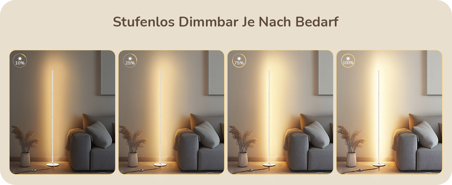 LED торшер Edishine з димуванням, тепле світло 3000K, регульована висота 146 см, для вітальні, спальні, офісу, з функцією пам'яті