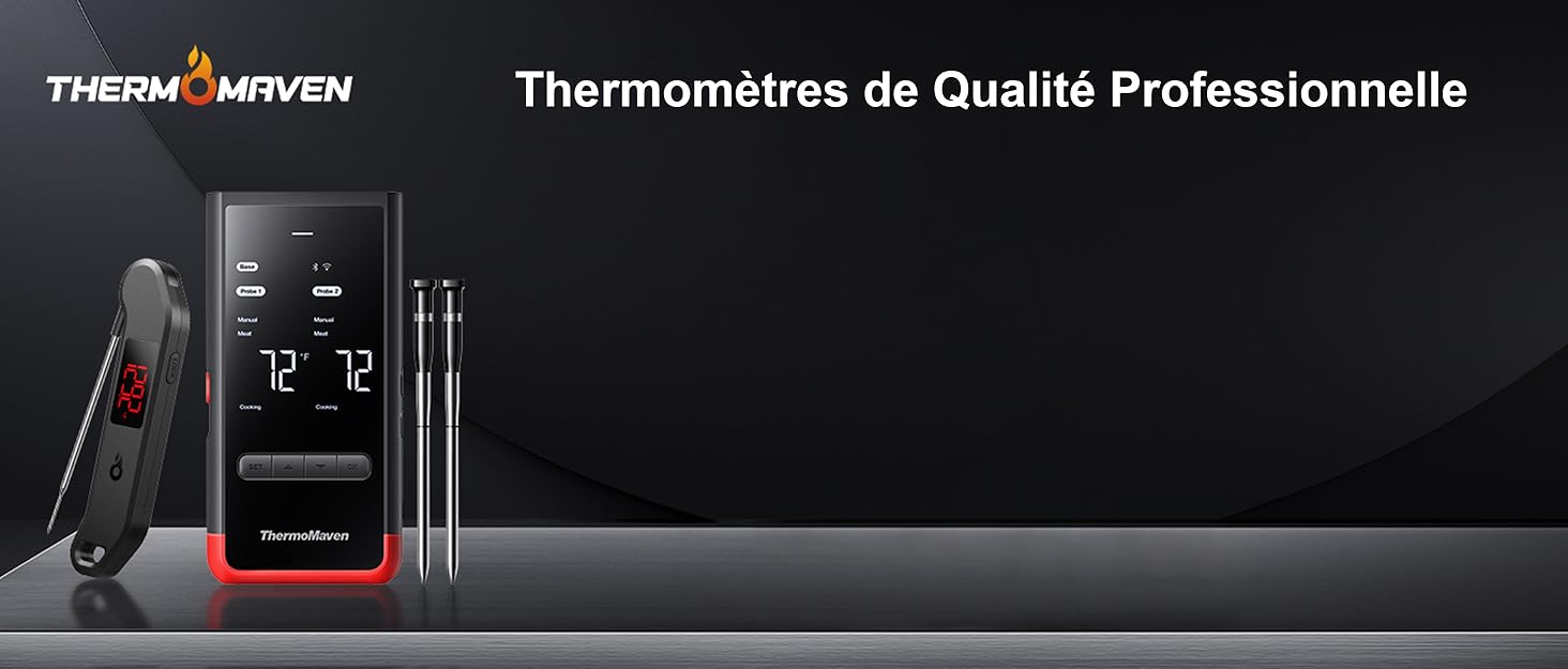 Цифровий термометр для м'яса ThermoMaven F1 Turbo: швидка миттєва температура, точність ±0,3°C, водонепроникний (IP67), з магнітом, відкривачка для пляшок, для приготування на грилі та BBQ