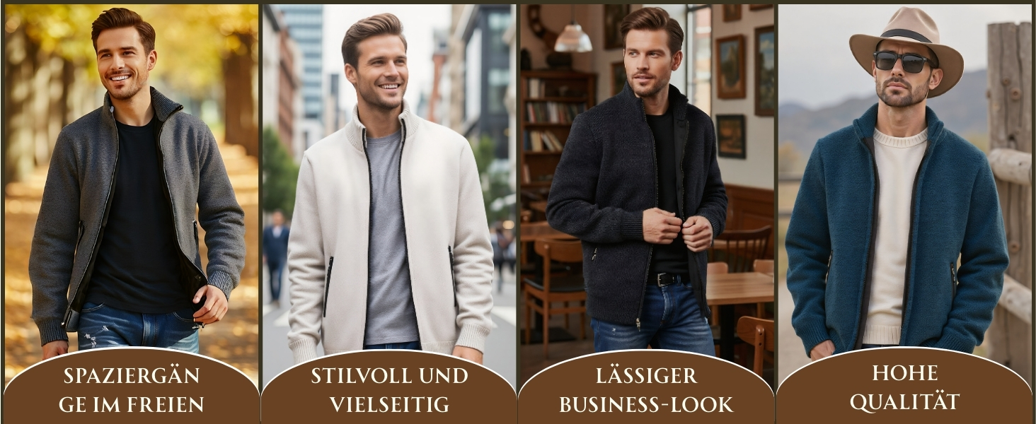 Чоловіча в'язана кофта з коміром-стійкою та блискавкою, тепла з м'яким флісовим підкладкою, світшот-кардиган з довгими рукавами, блакитний, осінь/зима