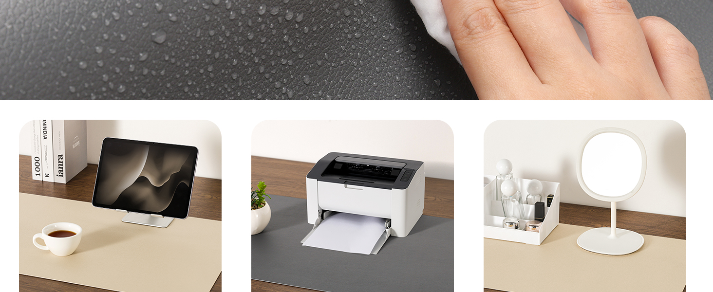 Килимок на стіл двосторонній протиковзкий, 40 x 80 см / 90 x 43 см. Килимок для ноутбука, мишки, офісу, з штучної шкіри. Сірий, салатовий