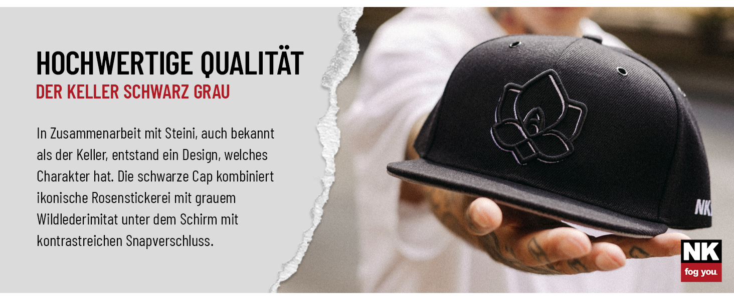 Кепка Nebelkind Snapback Steini Der Keller: універсальний розмір, чорно-сіра, для чоловіків та жінок, стильна бейсболка в стилі streetwear