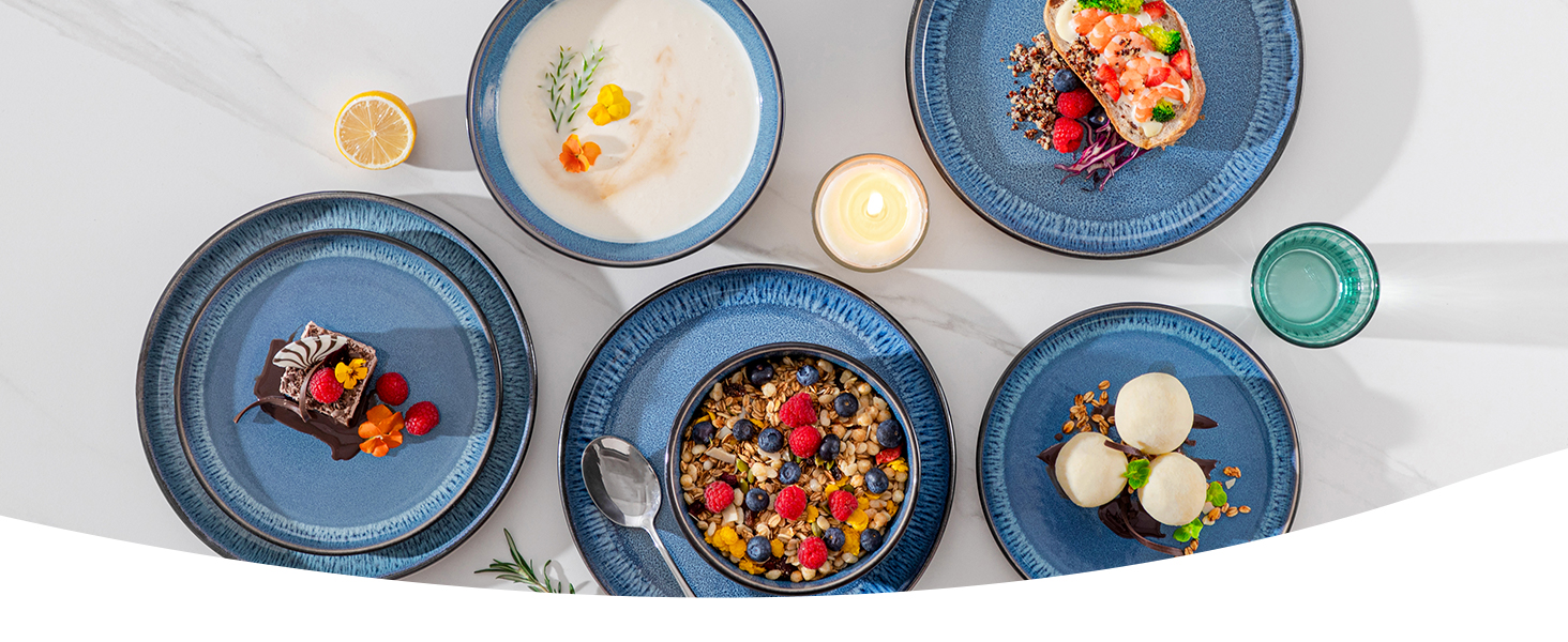 Набір мисок Vancasso PLAYA, 6 шт., кераміка, блакитний, для мюслі, супу, салатів, пасти