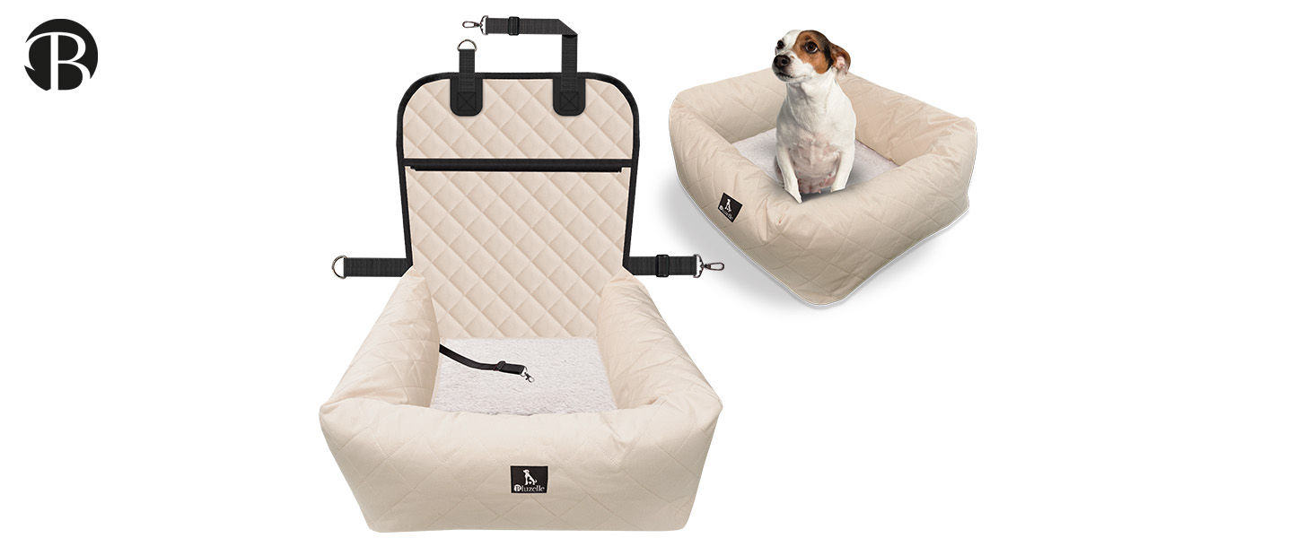 Bluzelle 2-in-1 Dog Car Seat & Bed - Oxford Fabric, Washable, Non-Slip - for Small & Medium Dogs - Grey