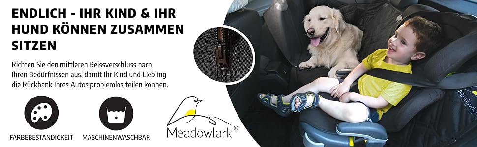 Накладка на сидіння автомобіля Meadowlark® для собак - Водонепроникна, XL (137x147 см), чорна. Захист від бруду, шерсті та подряпин. З 2 чохлами на підголівники.