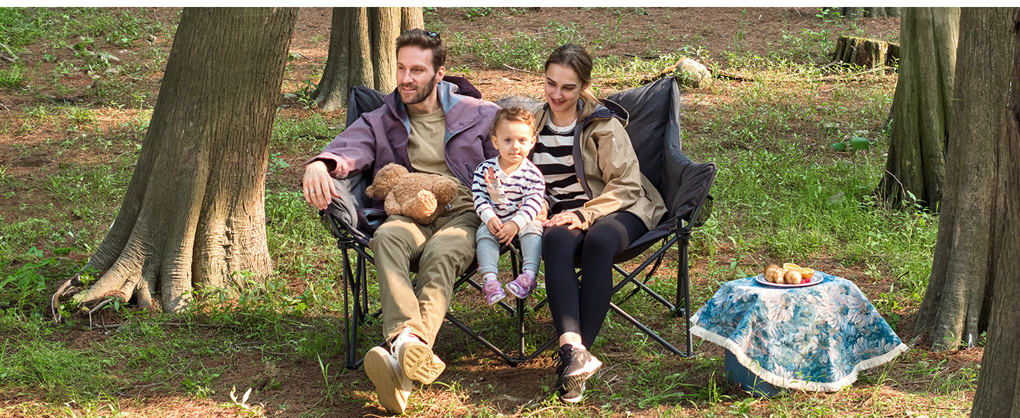 Кампінговий стілець-ліжко EVER ADVANCED для двох осіб, 145 см, сірий, до 400 кг, з високою спинкою, для саду, балкону, кемпінгу