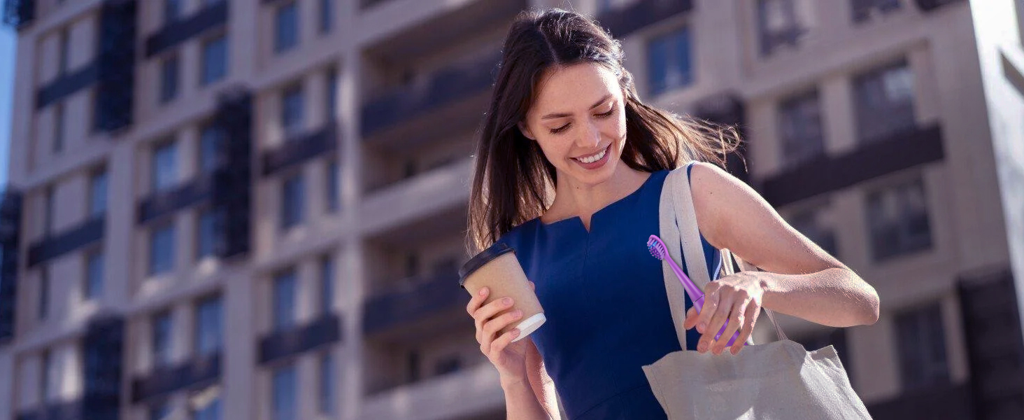 Електрична зубна щітка MySmile DY156 для дорослих, акумуляторна звукова щітка, портативна з 3 насадками, таймер 2 хвилини, 5 режимів, 45000 вібрацій на хвилину, 60 днів роботи від одного заряду, 1 шт. (фіолетова)