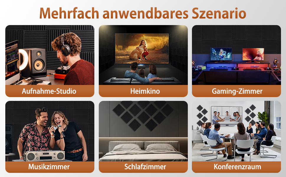 Акустичний поролон для звукоізоляції самоклеючий, пірамідні панелі 30x30x2.5 см, набір 24 шт. для студії, офісу та стелі