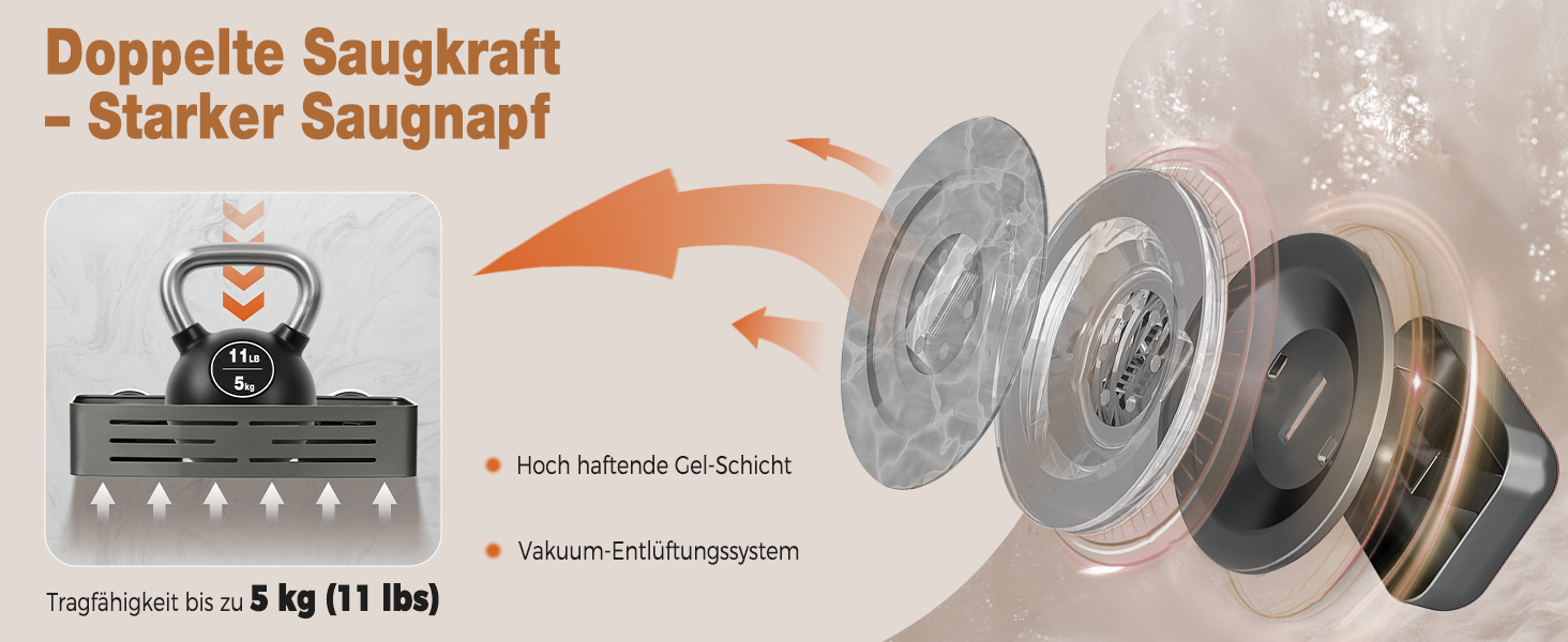 Поличка для душу Lekesky без свердління, кутова, з міцними присосками, алюміній, нержавіюча сталь, знімна, для ванної кімнати, кухні, орендованого житла (набір 2 шт.), колір: Gunmetal Grey, прямокутна