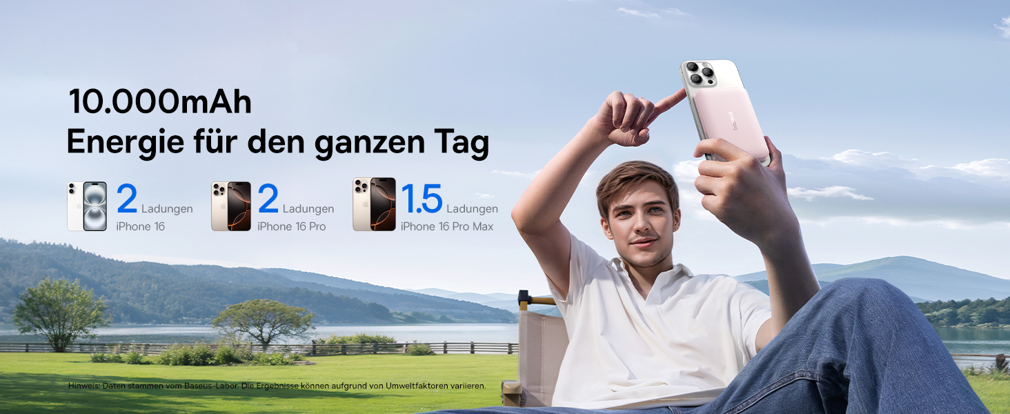 Power Bank Baseus EnerFill Qi2 MagSafe 10000mAh з PD 22.5W та бездротовою зарядкою 15W (Рожевий)