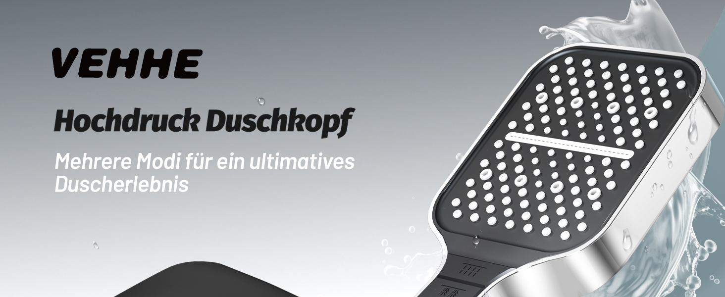 Насадка для душу VEHHE з економним споживанням води, 7 режимів, дощова лійка з кнопкою зупинки, регулюванням однією рукою та силіконовою форсункою, що запобігає засміченню, велика душова лійка, підвищення тиску води (срібна), 7 режимів / срібна
