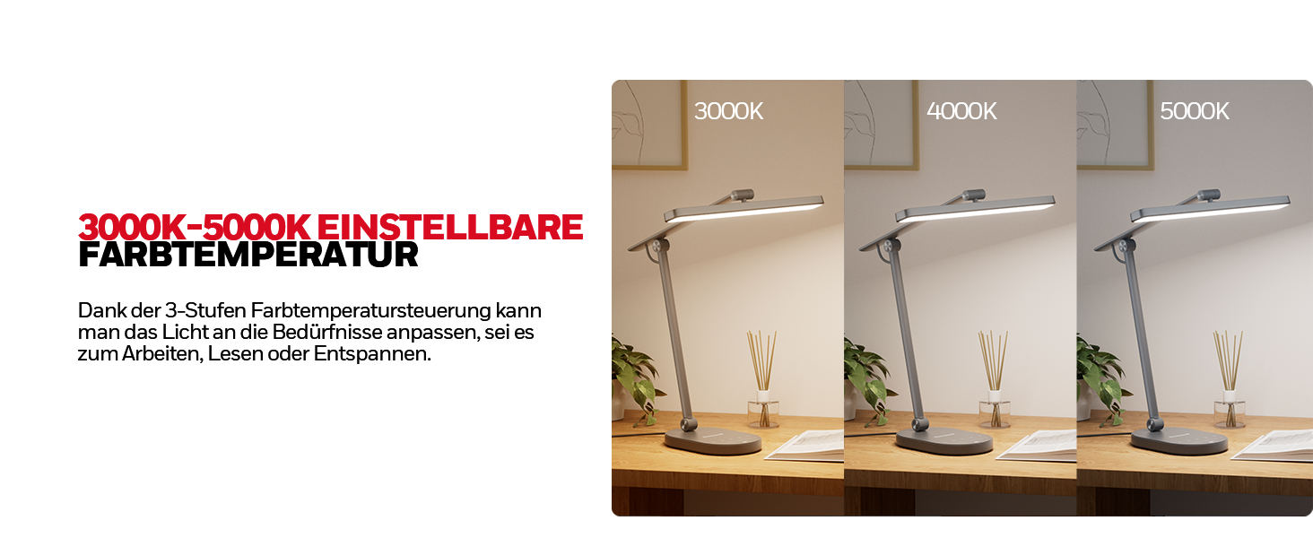 Настільна LED лампа Honeywell H4 Sunturalux - Офісна лампа з димером, 3 режими світла, сенсорне управління, сіра