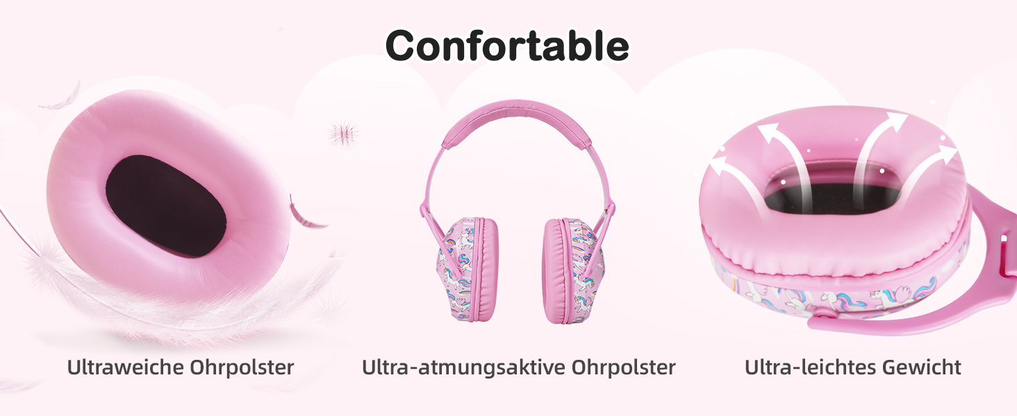 Навушники шумоізоляційні для дітей ZOHAN 030, 3-18 років, для дітей з аутизмом, для школи та концертів, рожевий єдиноріг