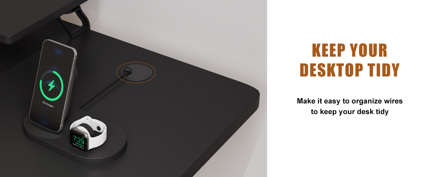 Adjustable Height Standing Desk with Monitor Stand - Electric Ergonomic Desk, 120x60cm & 180x80cm White/Black