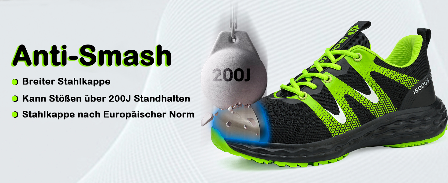 Черевики робочі ISOOUS для чоловіків та жінок, захисні черевики зі сталевим підноском, спортивні, червоні, антиковзаючі, дихаючі, 43 EU