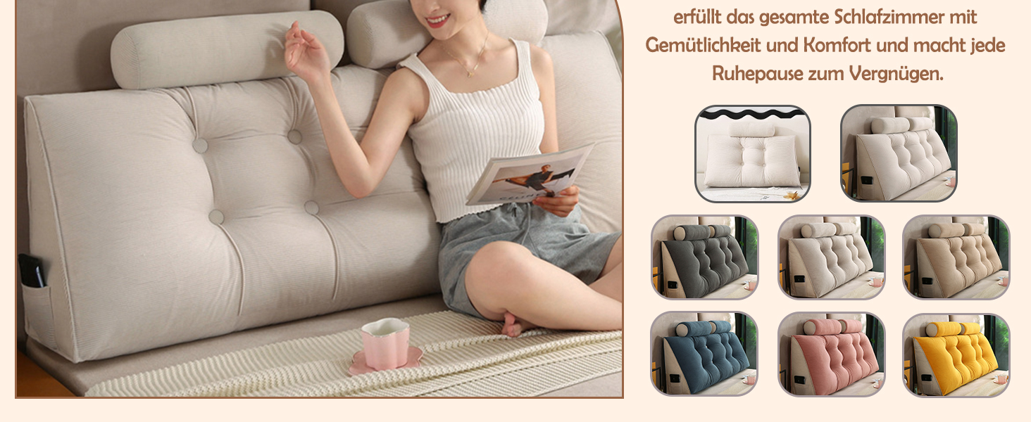 Підголовник для ліжка Keilkissen: Зручний трикутник для підтримки спини та шиї (80x50x20 см)