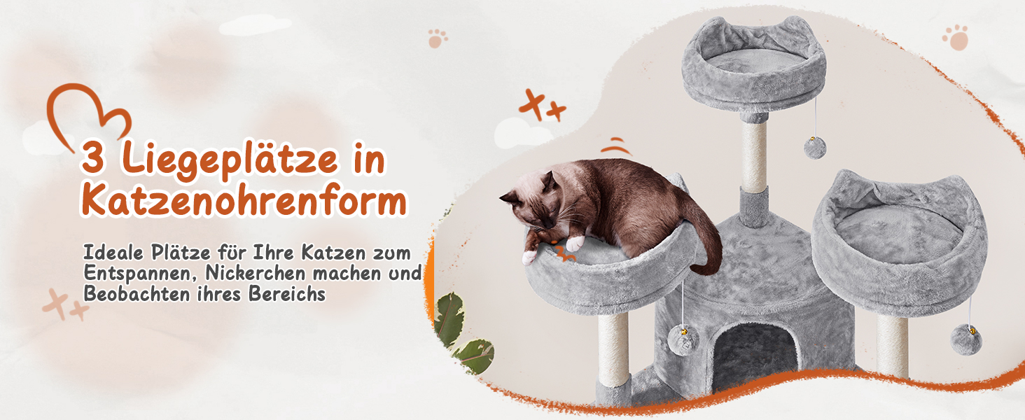 Драбина для котів Yaheetech 174 см з 3 платформами, велика, сірого кольору