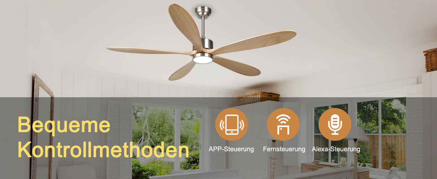 Стеляний вентилятор Reiga з імітацією дерева, 165 см, DC-двигун, керування пультом та Smart Home, 6 швидкостей, колір дерево, для внутрішнього/зовнішнього використання, з підсвічуванням