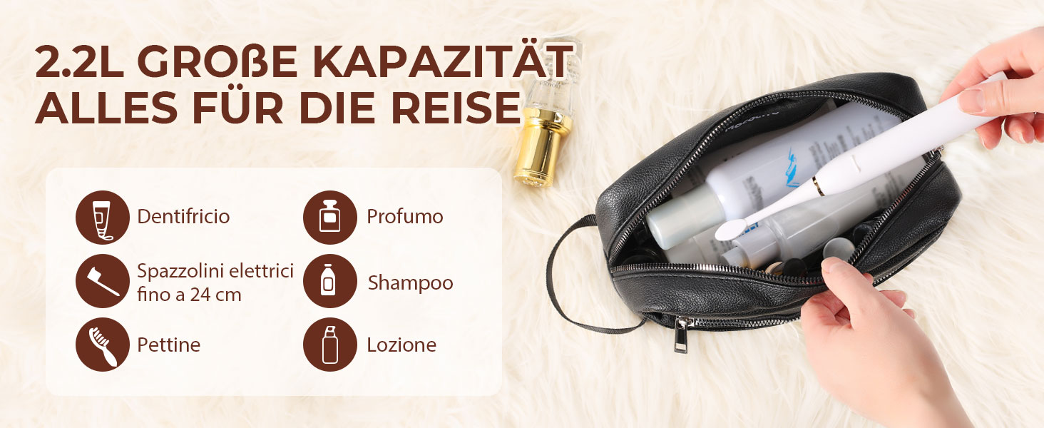 Чоловіча/Жіноча дорожня косметичка, валізка, сумка для туалетних аксесуарів 24x14x7 см (Чорний)