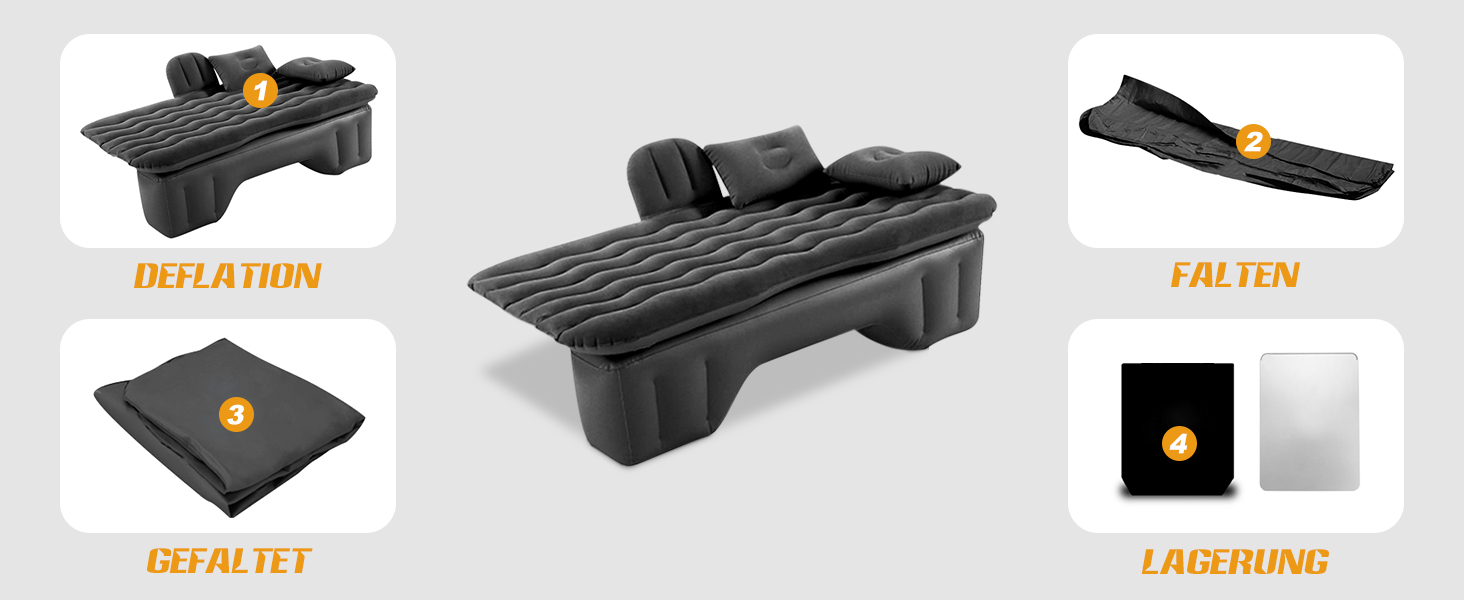 Надувна матрац для авто Ergocar з насосом: для кемпінгу, подорожей, пляжу