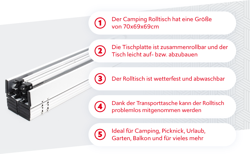 Складний кемпінговий стіл Wiltec 70x69 см з алюмінієвою рамою та сумкою для транспортування. Садовий стіл для пікніка