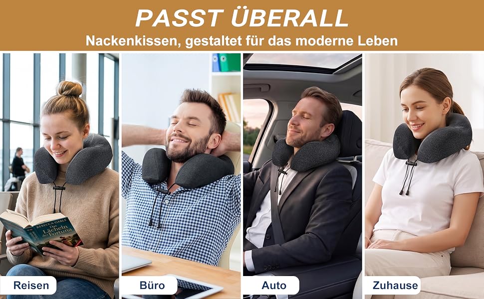 Подушка для подорожей Kobete з ефектом пам'яті (Memory Foam) для шиї, набір для сну в літаку, авто та поїзді: з 3D-маскою, берушами та сумкою, чорна